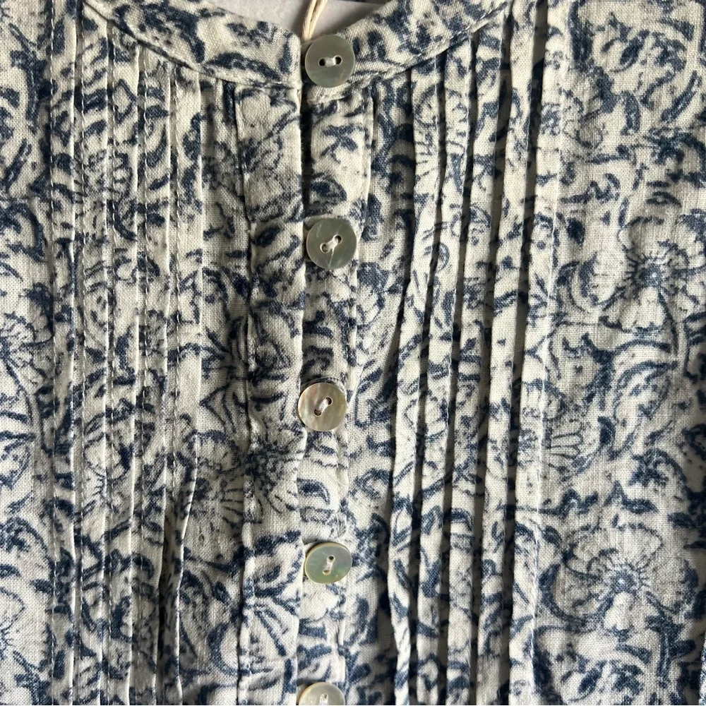 Faherty Isha Floral Imma Dress White with Blue Flowers w/ Pockets Size Small NWT - Picture 4 of 14